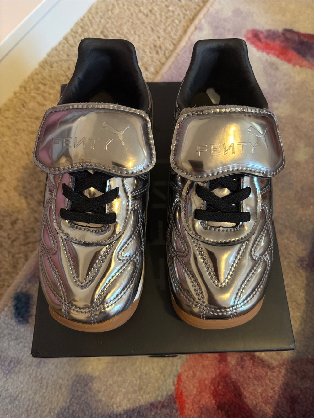FENTY Kids Metallic Silver Velcro-Top Sneakers